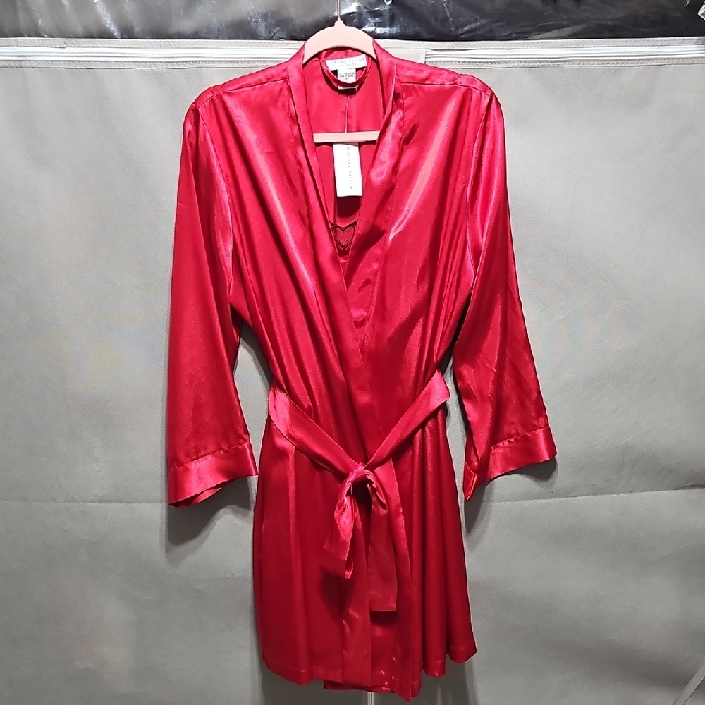 Morgan Taylor Vibrant Red Satin Robe and Nightgown